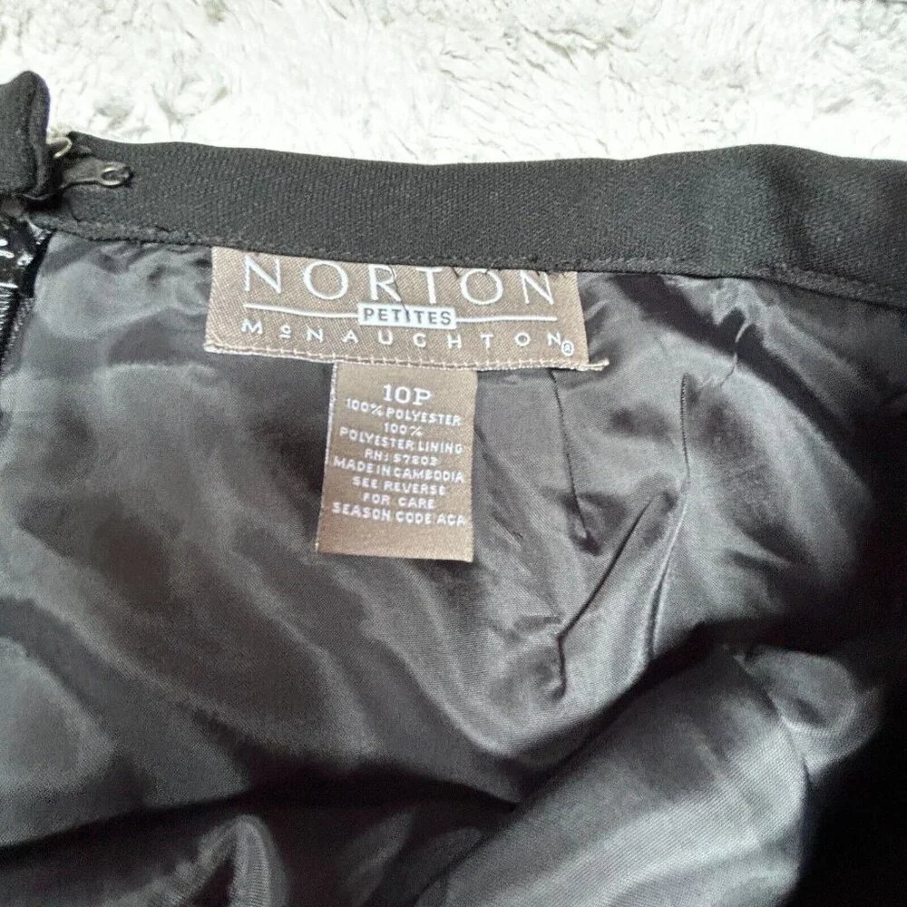 Norton McNaughton Petites Womens Black/Ivory Geometric Print A-Line Skirt 10P
